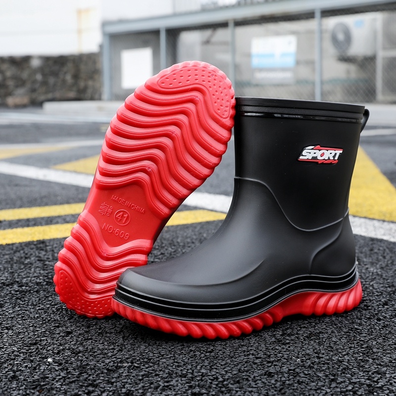 Fishing Boots - おしゃれなミッドカーフレインブーツ メンズ アウトドア フィッシング 軽量 防水