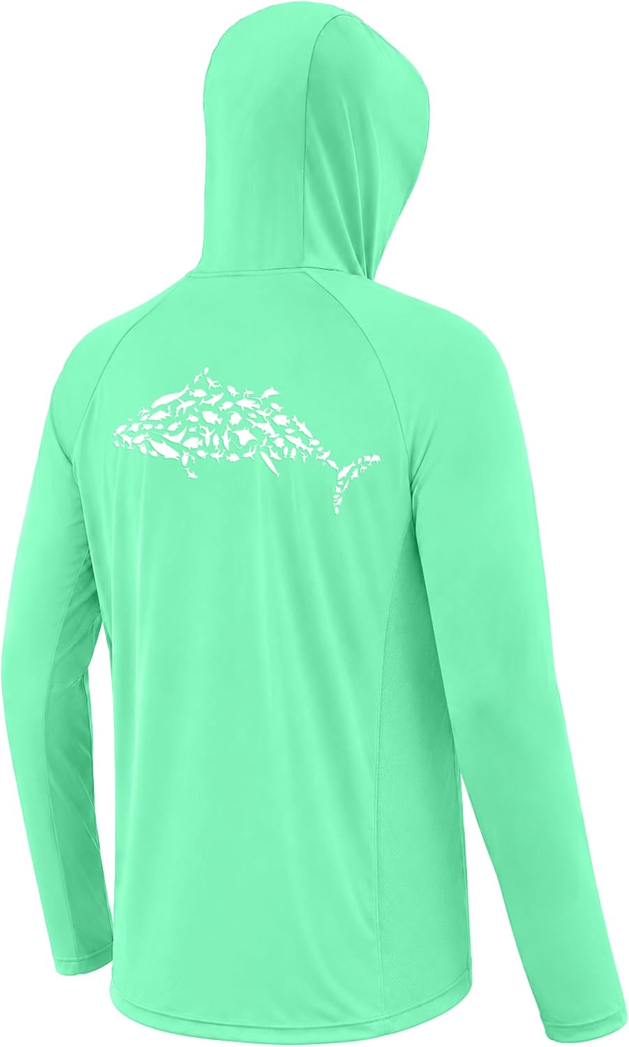 Fishing Shirt Uv Protection - UPF 50+ メンズフィッシングフーディー、長袖UVカットサンシャツ（フードマスク付き）、アウトドアハイキング用フード付きシャツ