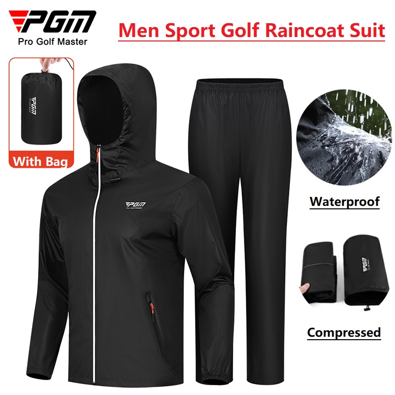 Fishing Rain Suit - Pgm 男性ゴルフレインコートレインパンツスーツ防水オートバイレインジャケットポンチョ男性フード付き大型釣りスーツレインウェア