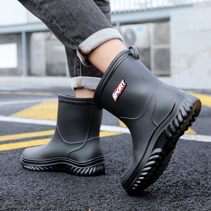 おしゃれなミッドカーフレインブーツ メンズ アウトドア フィ - Fishing Boots のレビューと価格