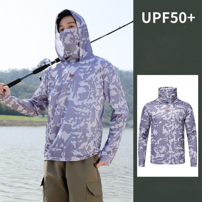 釣り用シャツ フード付き メンズ 日焼け止め服 アウトドア  - Fishing Mask Sun Protection のレビューと価格