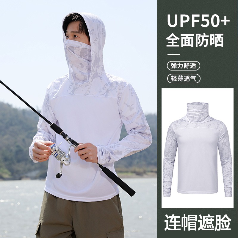 釣り用シャツ フード付き メンズ 日焼け止め服 アウトドア  - Fishing Mask Sun Protection のレビューと価格