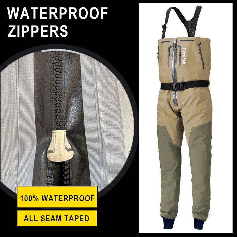 ジッパー付き防水ウェーダー,フィッシング用,漁師の服,淡水と - Fishing Waders のレビューと価格