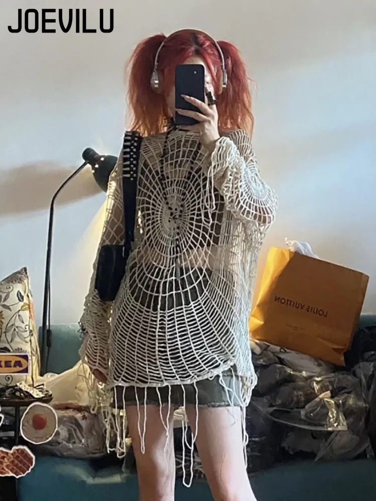 Jogevilu-女性の中空ニットフード付きトップス、ゴシッ - Fishing Hoodie のレビューと価格