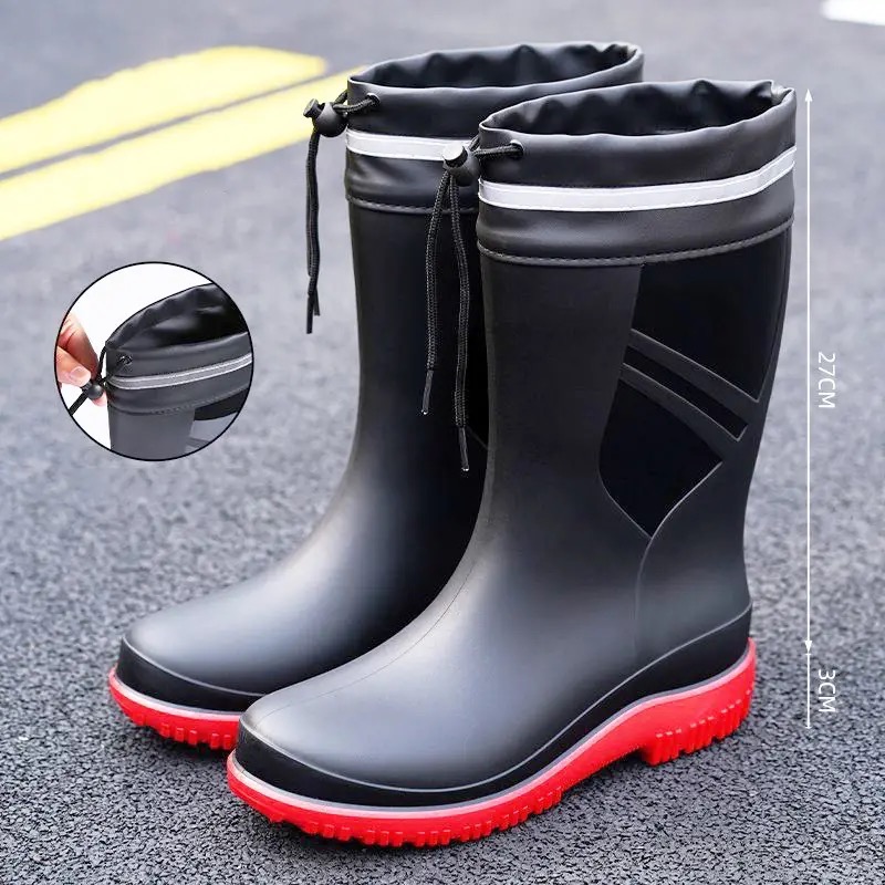 ファッションメンズミディアムチューブレインブーツ屋外滑り止め - Fishing Boots のレビューと価格