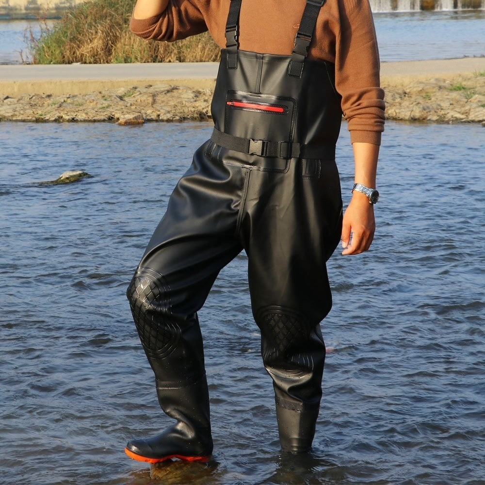 便利なPVC釣り用スーツ、二重膝パッド付き厚手デザインオーバ - Fishing Waders のレビューと価格