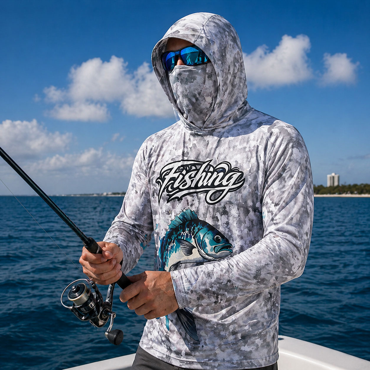 釣り用フード付きシャツ メンズ釣り服 長袖 アウトドア 夏用 - Fishing Mask Sun Protection のレビューと価格