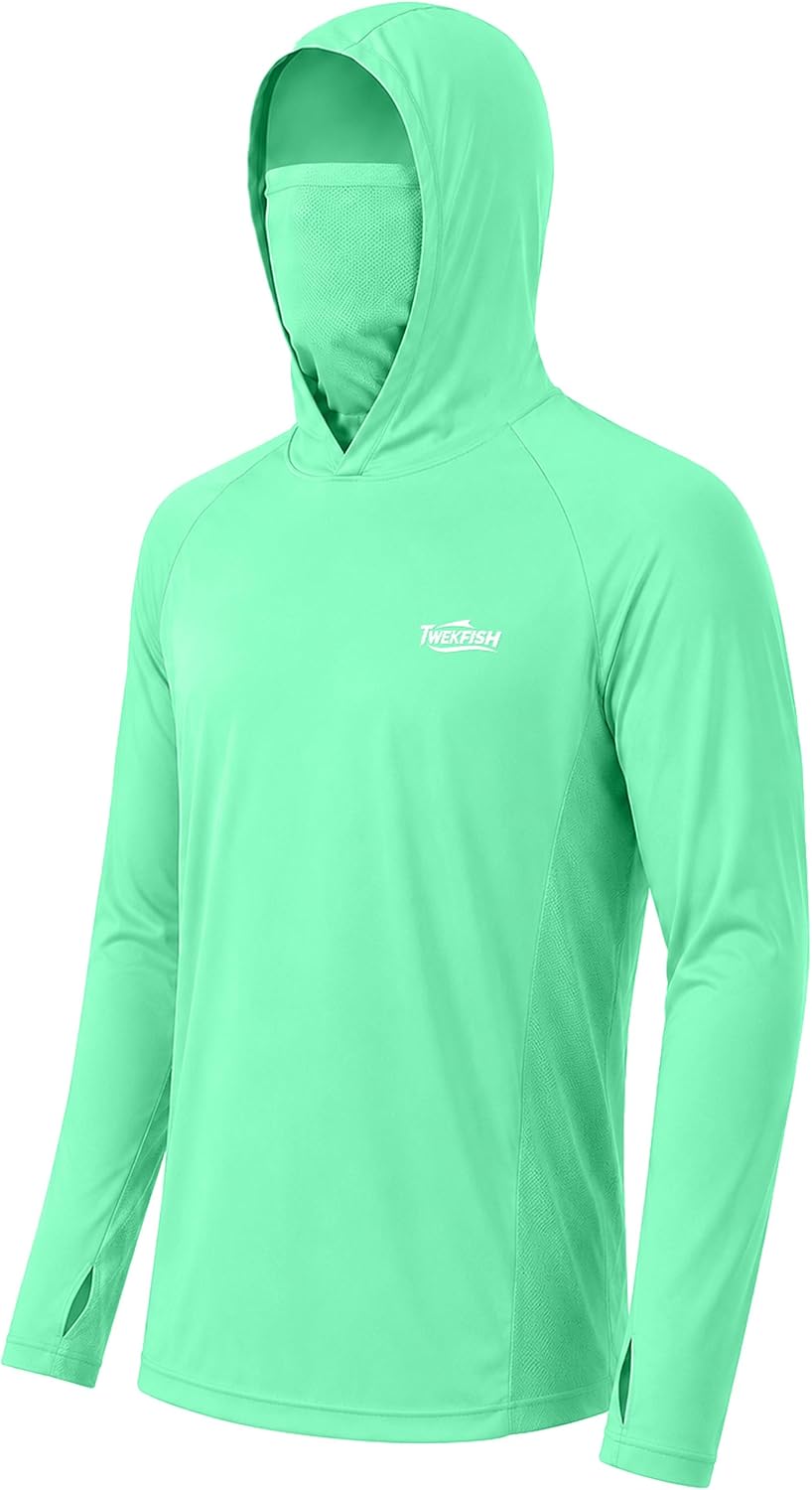 UPF 50+ メンズフィッシングフーディー、長袖UVカット - Fishing Shirt Uv Protection のレビューと価格